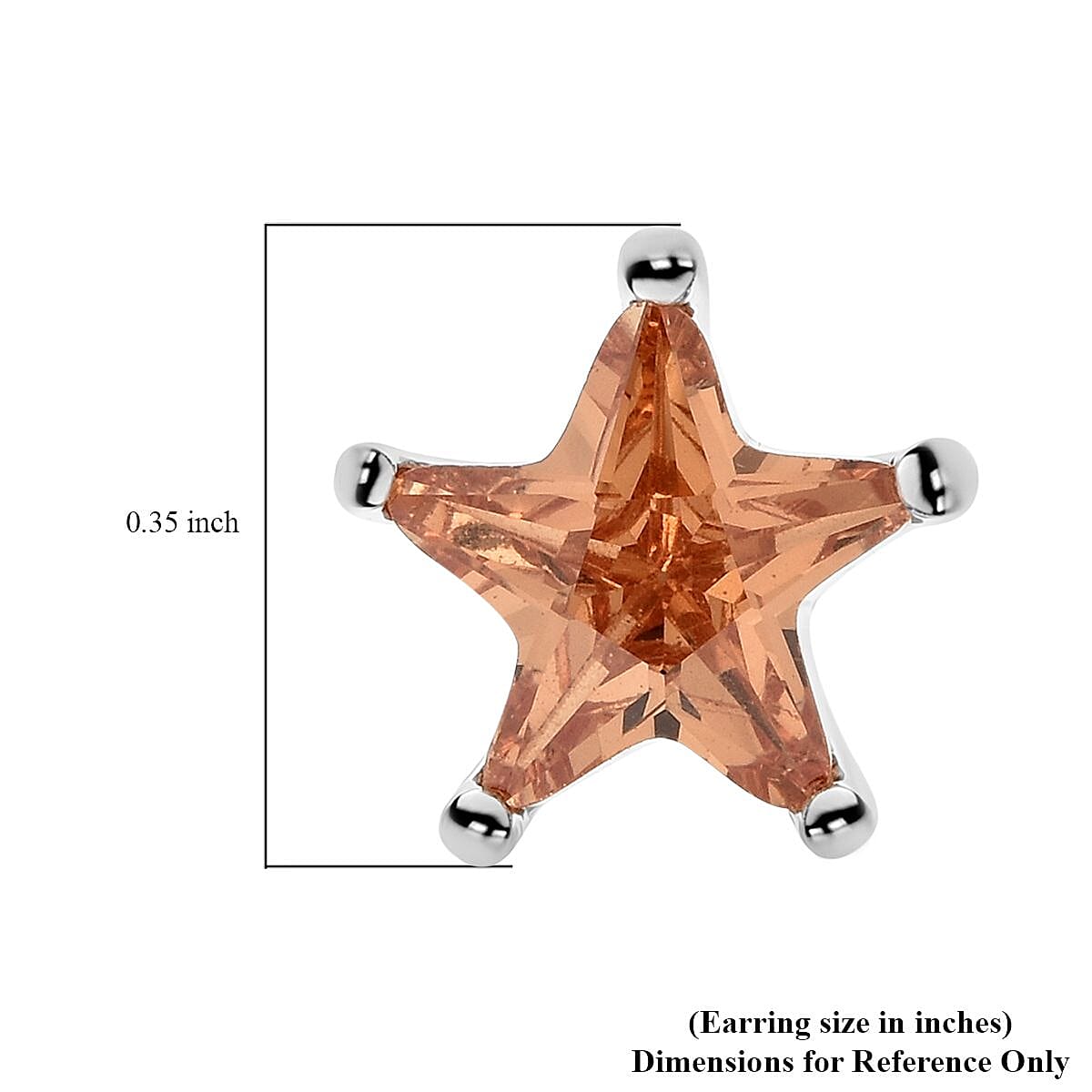 LUSTRO STELLA Finest Champagne CZ Star Stud Earrings in Platinum Over Sterling Silver 1.90 ctw image number 4