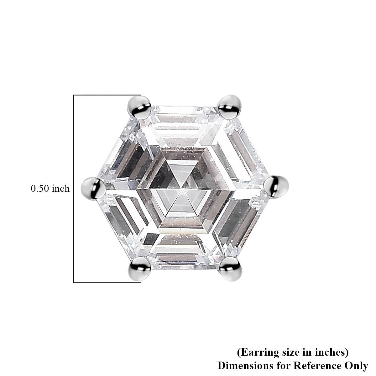 Lustro Stella Finest CZ Solitaire Stud Earrings in Platinum Over Sterling Silver 6.40 ctw
