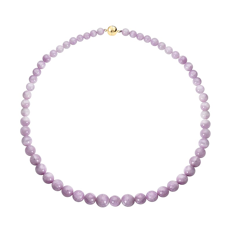 10K Yellow Gold Kunzite 7-12 mm Beaded Necklace 18 Inches with Magnetic Lock 443.50 ctw