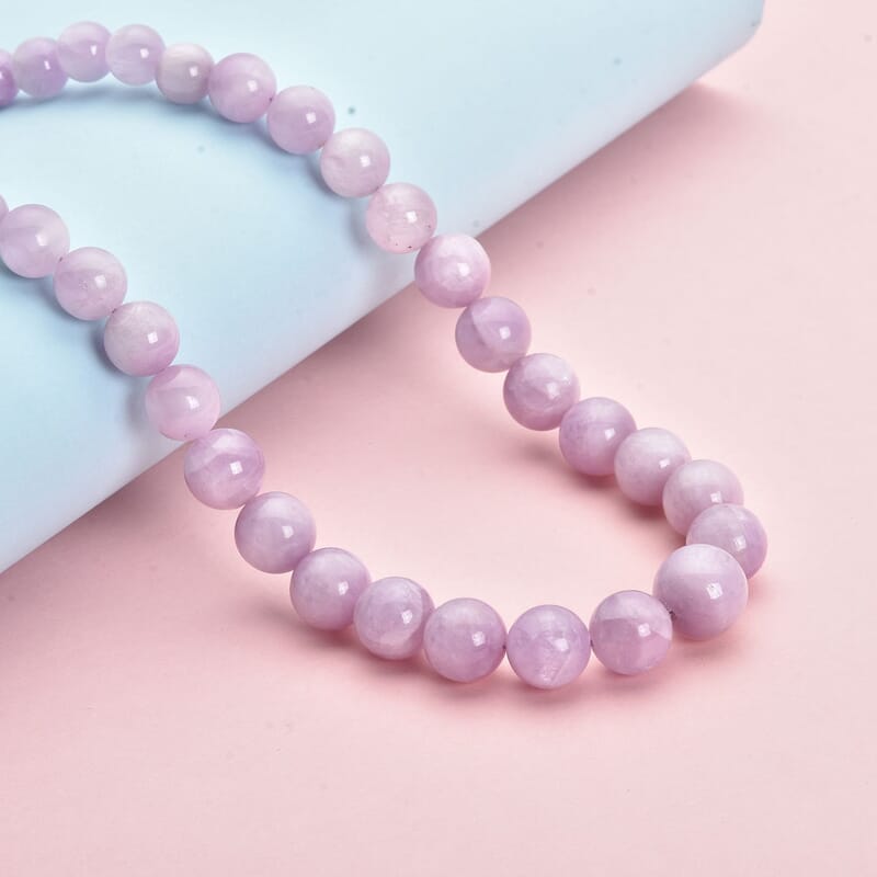 10K Yellow Gold Kunzite 7-12 mm Beaded Necklace 18 Inches with Magnetic Lock 443.50 ctw