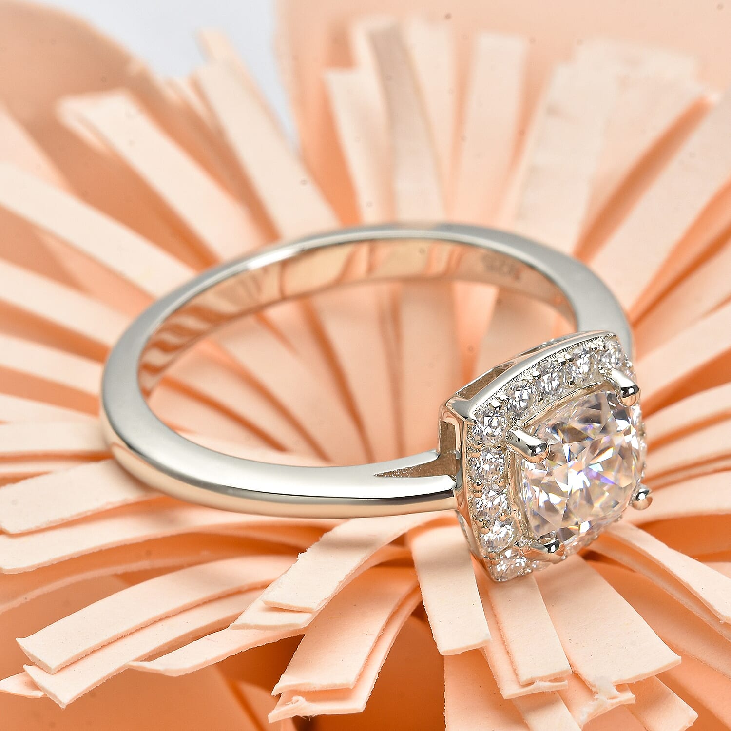 Moissanite 1.20 ctw Ring in Platinum Over Sterling Silver (Size 10.0)