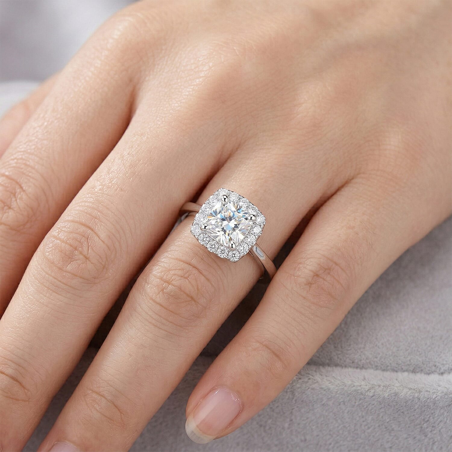 Moissanite 1.20 ctw Ring in Platinum Over Sterling Silver (Size 10.0)