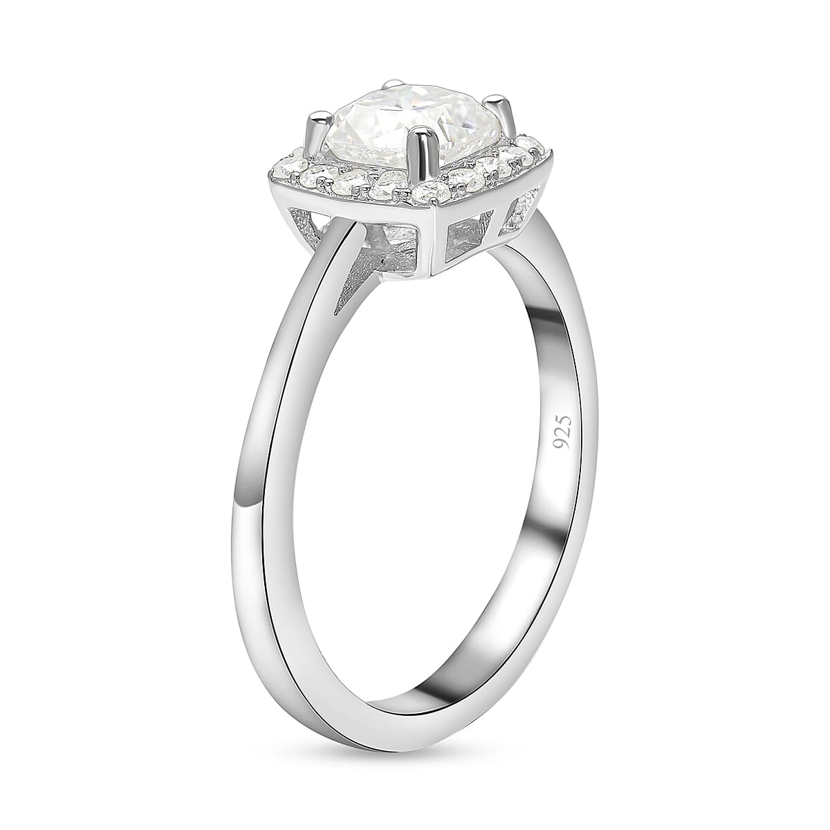 Moissanite 1.20 ctw Ring in Platinum Over Sterling Silver (Size 10.0)