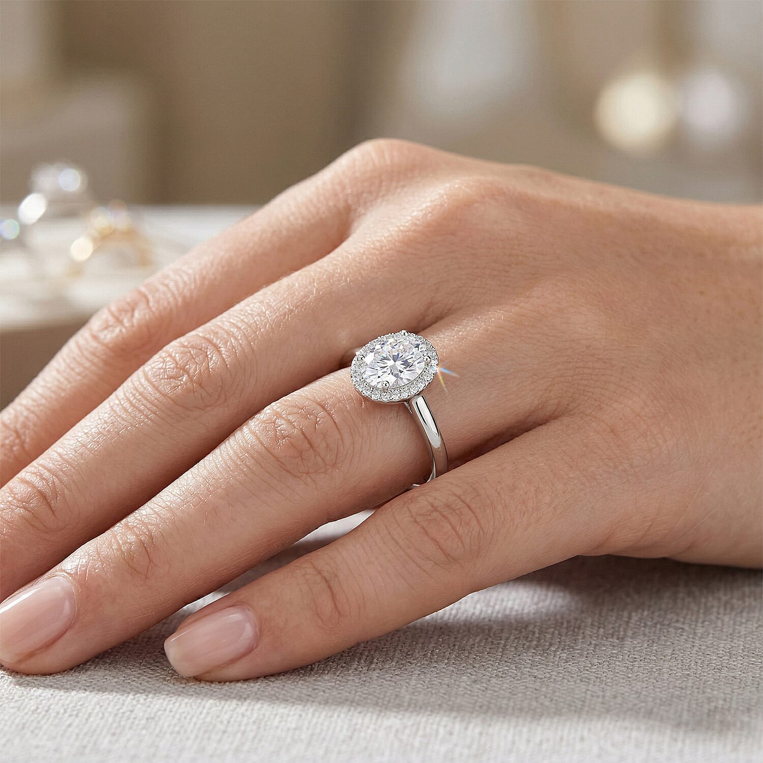 Moissanite 1.50 ctw Ring in Platinum Over Sterling Silver (Size 10.0)