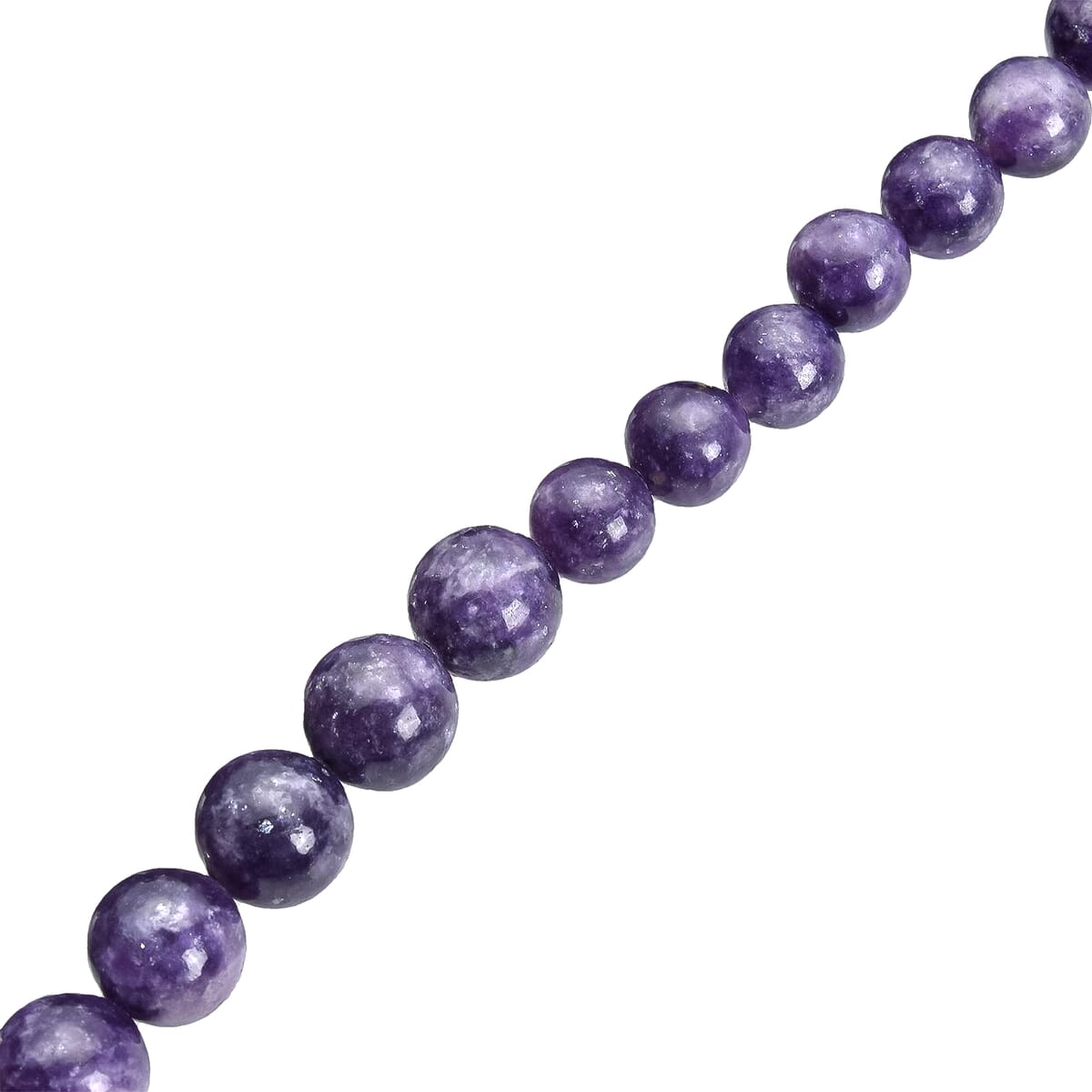 Purple Lepidolite Beaded Necklace 20 Inches with Magnetic Lock in Rhodium Over Sterling Silver 387.00 ctw image number 3