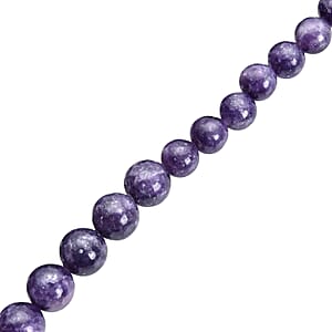 Purple Lepidolite Beaded Necklace 20 Inches with Magnetic Lock in Rhodium Over Sterling Silver 387.00 ctw