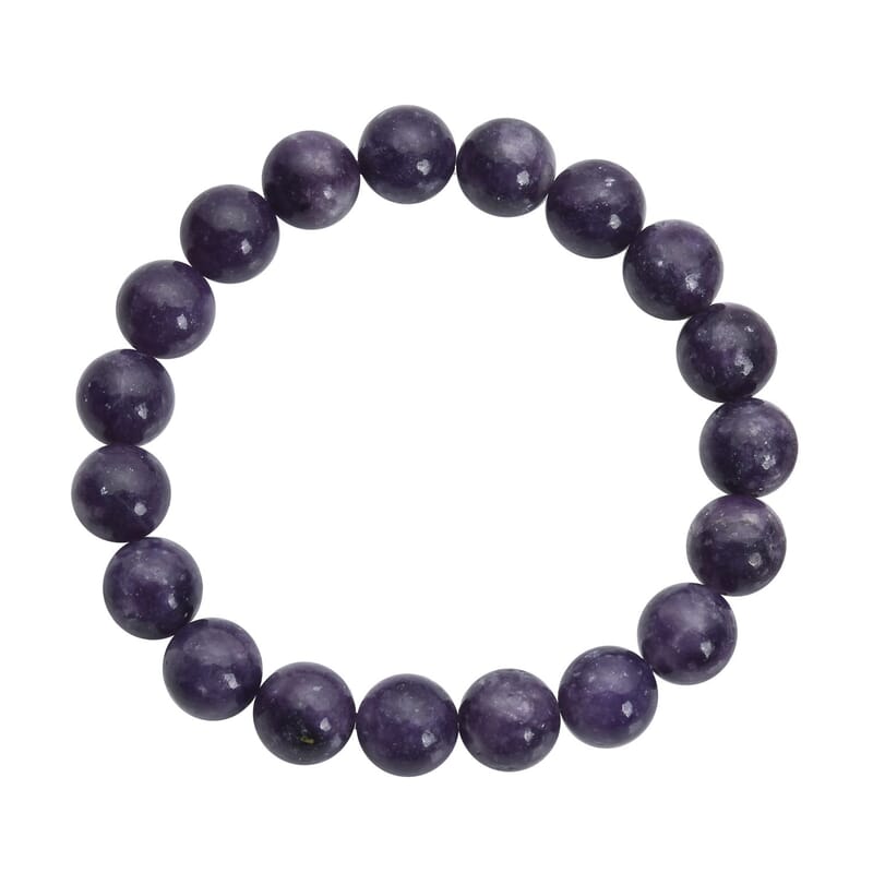 Purple Lepidolite 150.00 ctw Beaded Stretch Bracelet