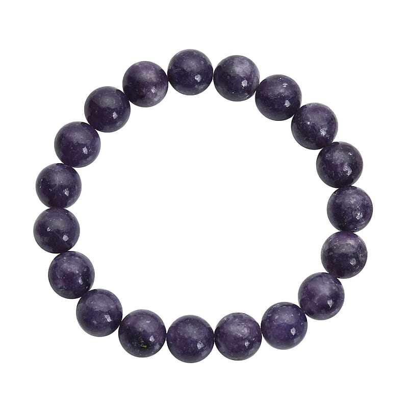 Purple Lepidolite 150.00 ctw Beaded Stretch Bracelet