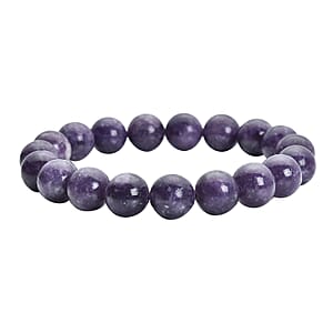 Purple Lepidolite Beaded Stretch Bracelet 150.00 ctw