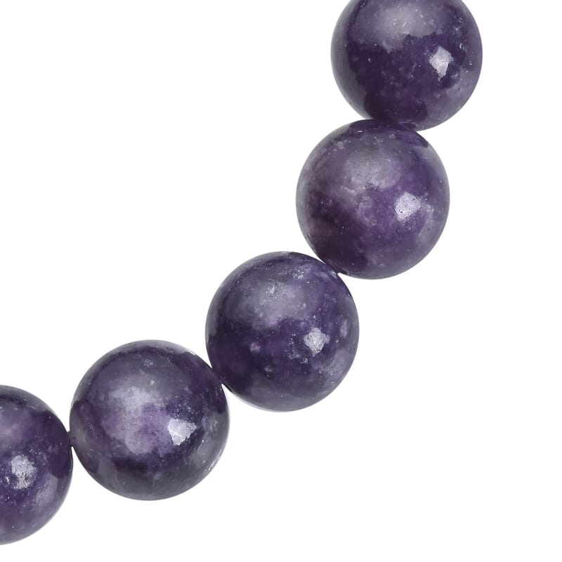 Purple Lepidolite 150.00 ctw Beaded Stretch Bracelet