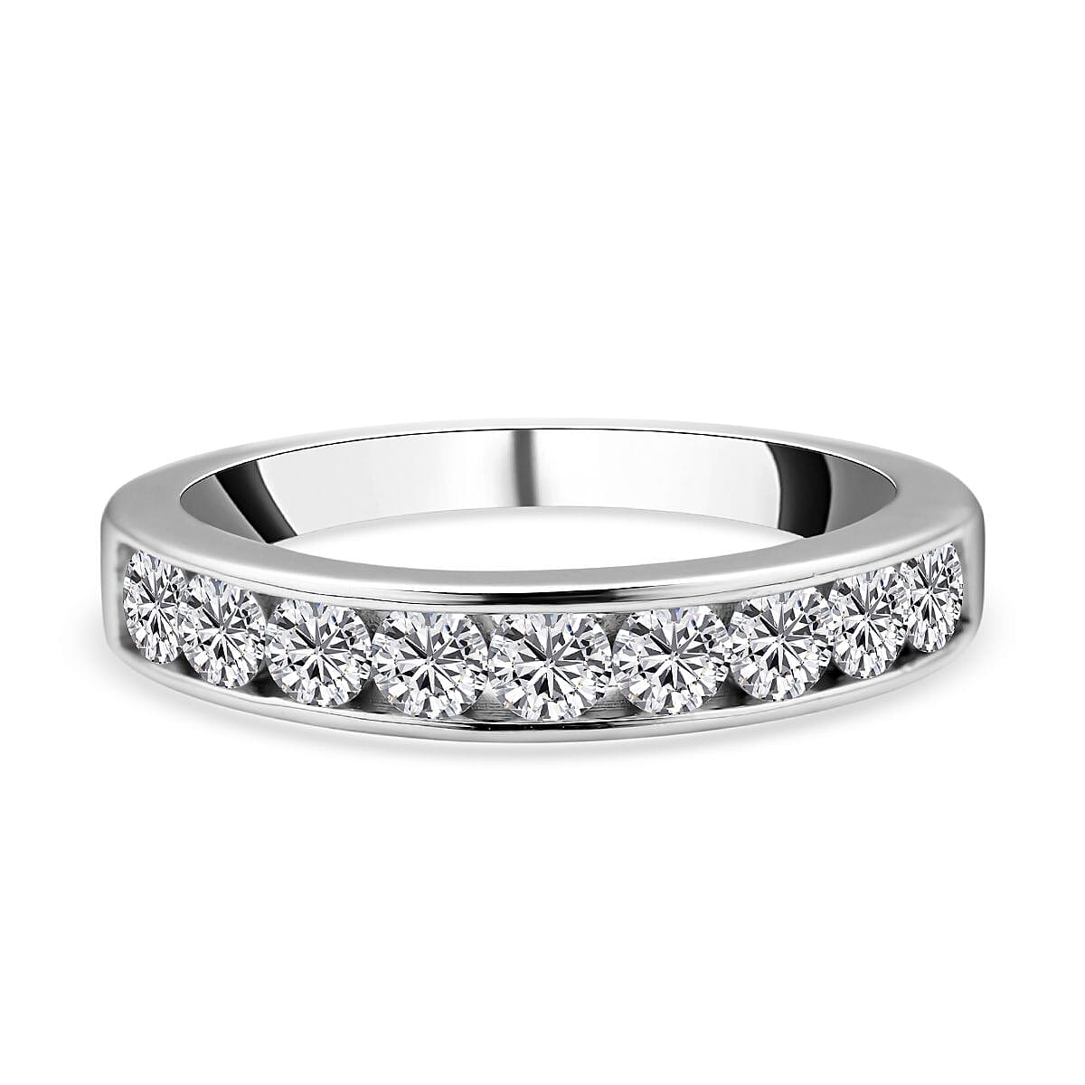 Moissanite 0.84 ctw Ring in Platinum Over Sterling Silver (Size 10.0)
