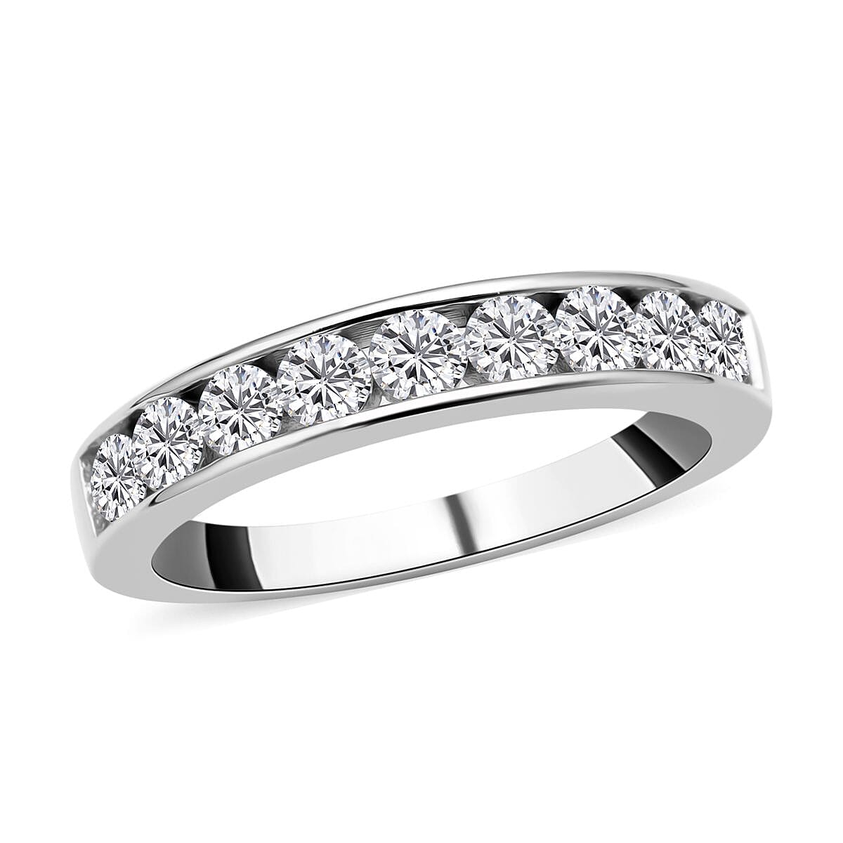 Moissanite 0.84 ctw Ring in Platinum Over Sterling Silver (Size 10.0)