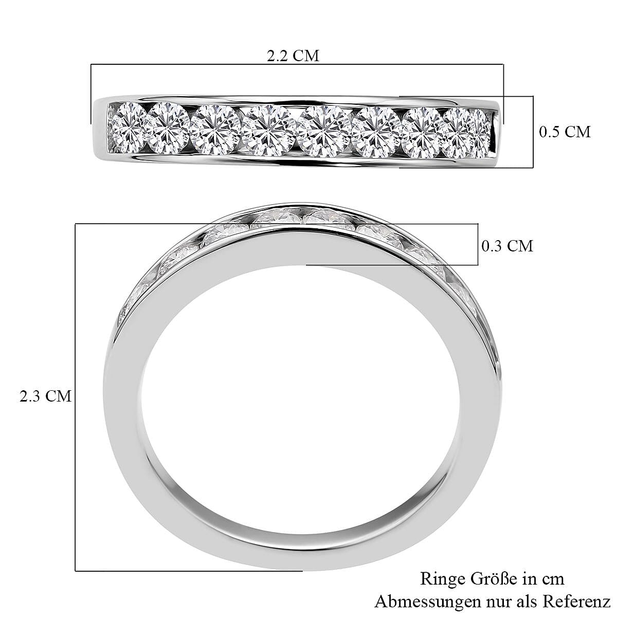 Moissanite 0.84 ctw Ring in Platinum Over Sterling Silver (Size 10.0)