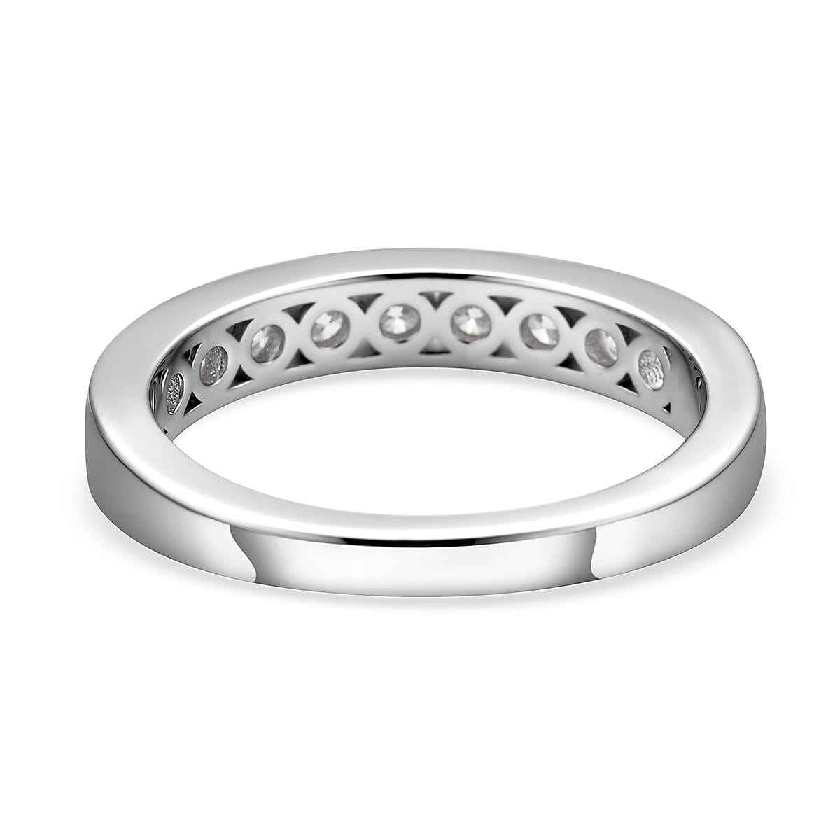 Moissanite 0.84 ctw Ring in Platinum Over Sterling Silver (Size 10.0)