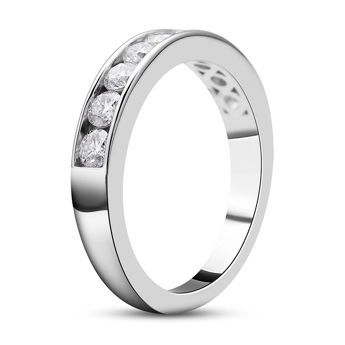 Moissanite 0.84 ctw Ring in Platinum Over Sterling Silver (Size 10.0)