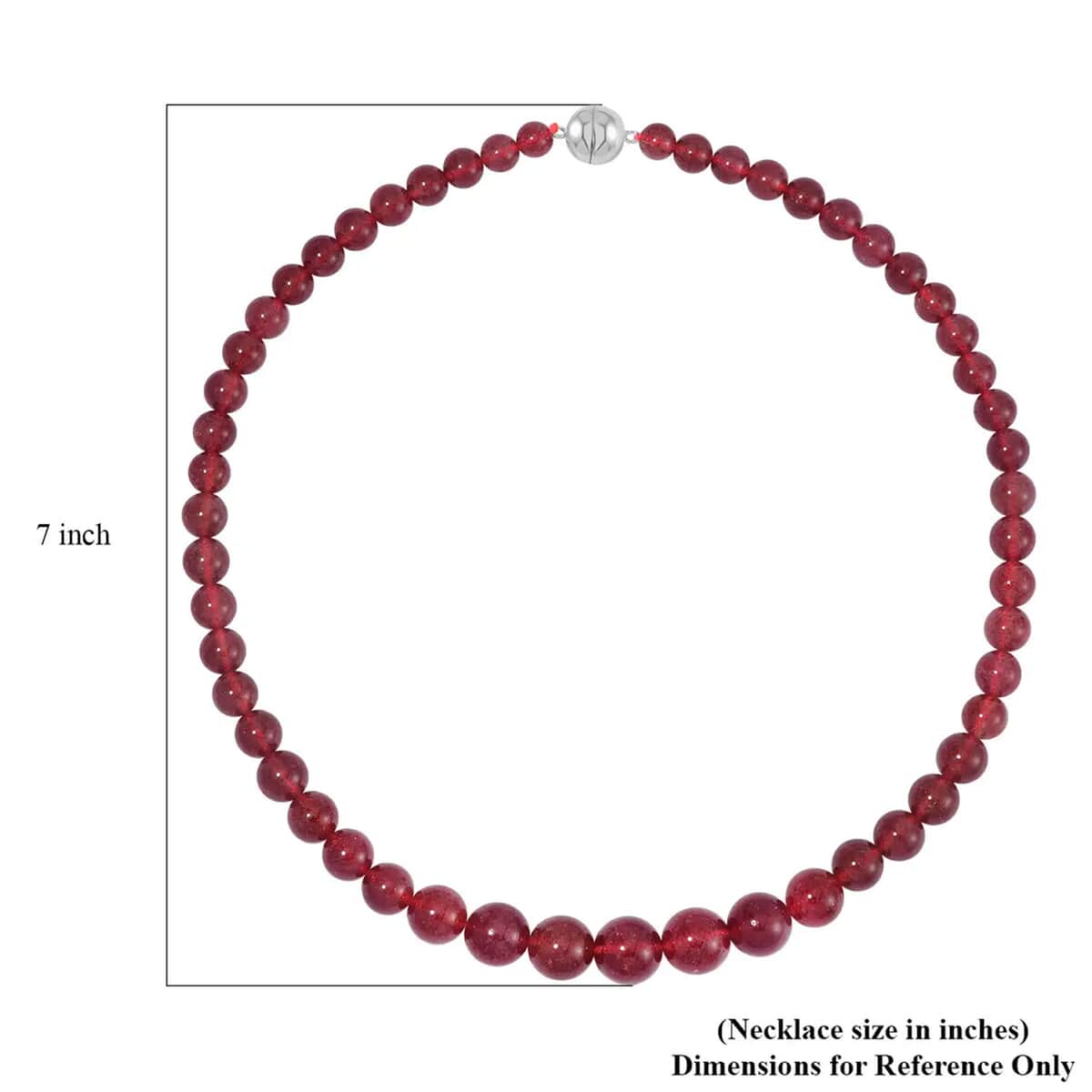 Strawberry Quartz Beaded Necklace For Women with Magnetic Lock, Sterling Silver Necklace 20 Inches image number 6