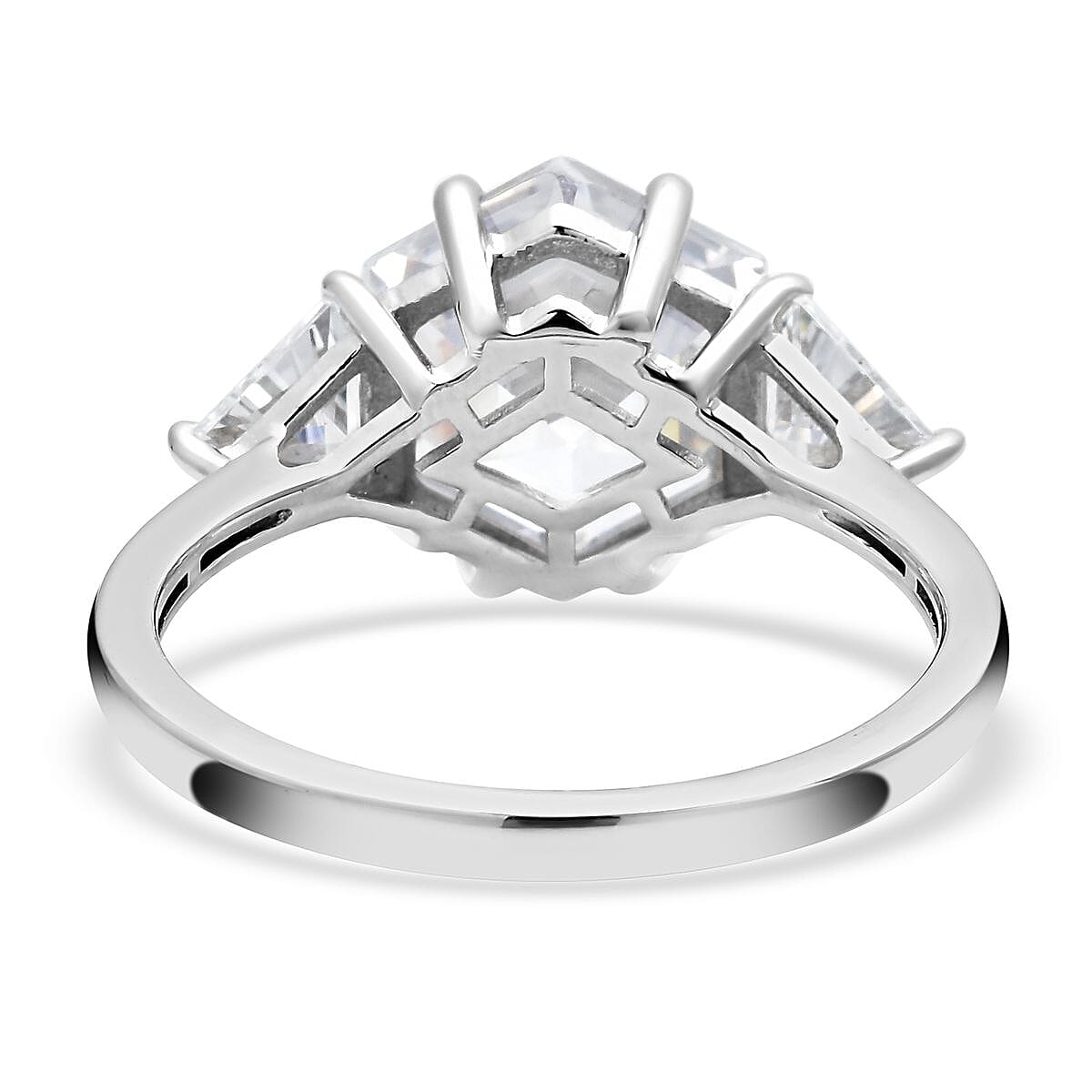 Lustro Stella Finest CZ Ring in Platinum Over Sterling Silver (Size 5.0) 7.50 ctw image number 4