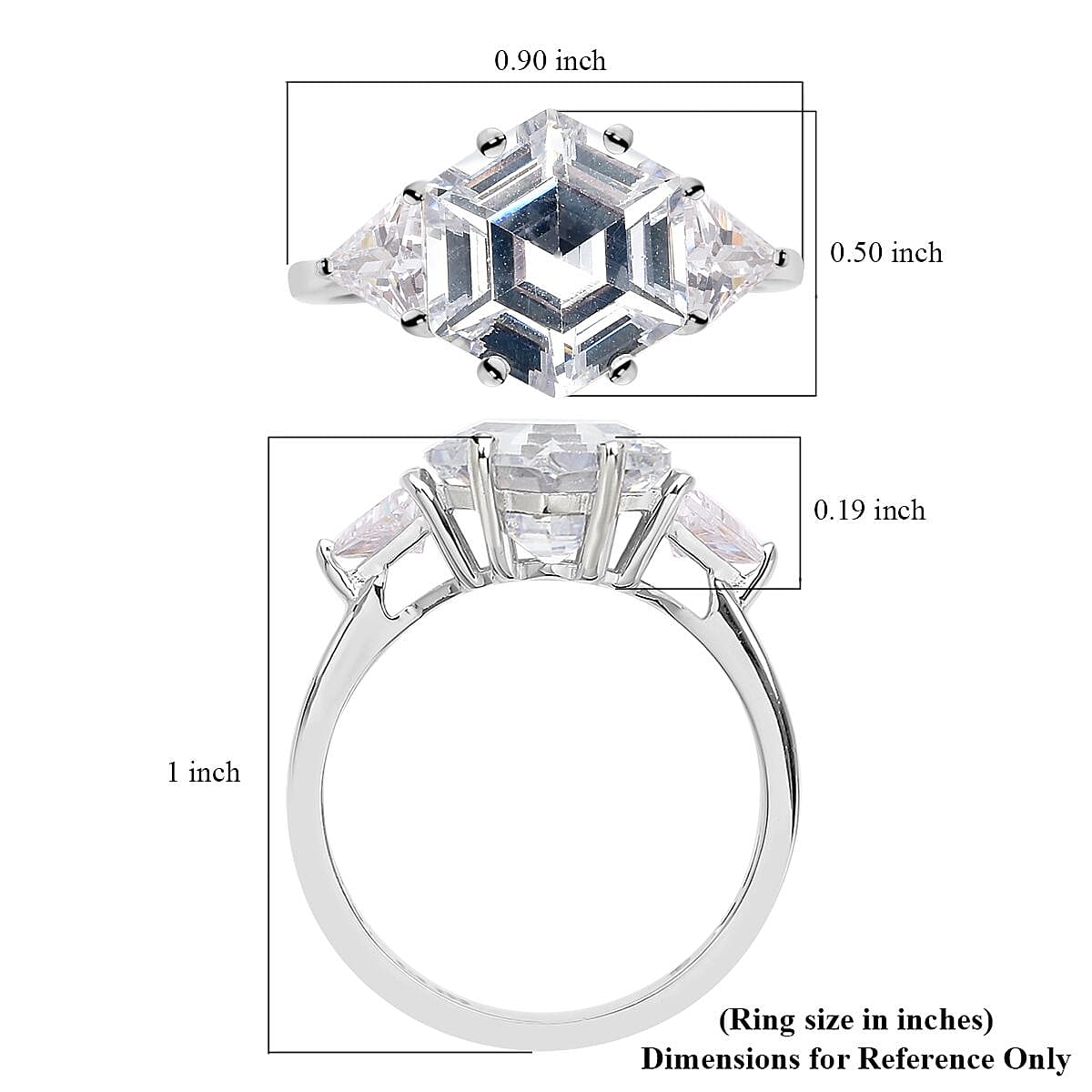 Lustro Stella Finest CZ Ring in Platinum Over Sterling Silver (Size 5.0) 7.50 ctw image number 5