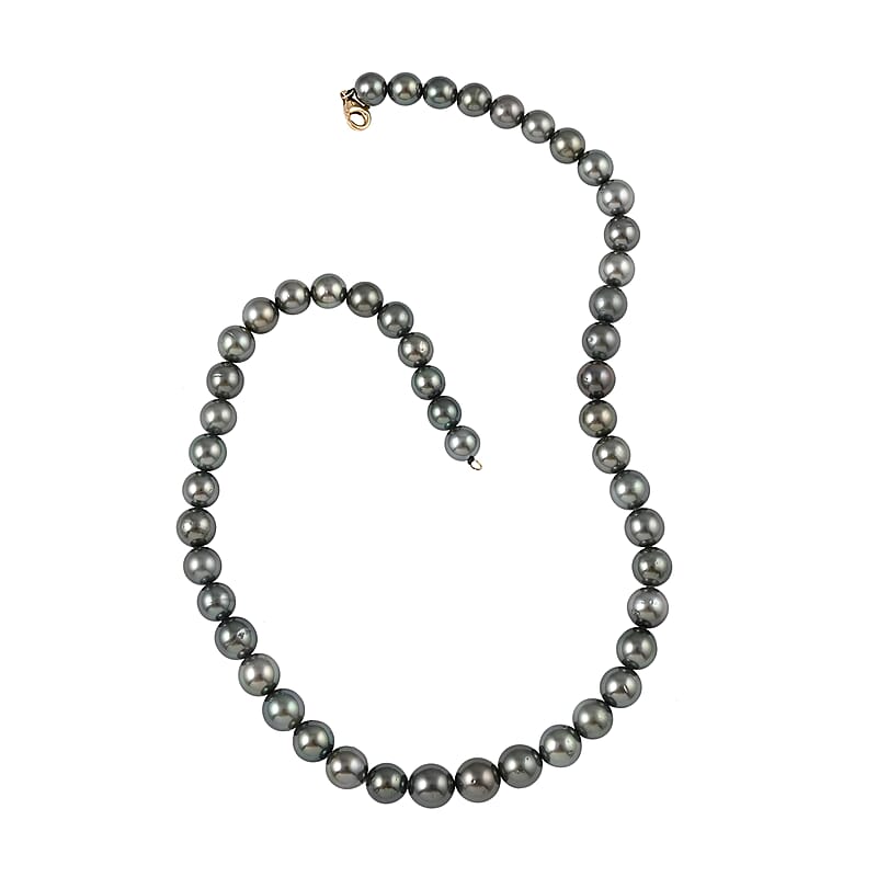 18K Yellow Gold Lobster Lock AAA Tahitian Cultured Pearl Necklace 18 Inches