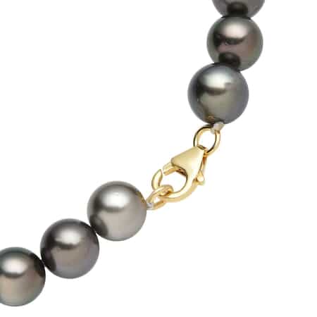 18K Yellow Gold Lobster Lock AAA Tahitian Cultured Pearl Beaded Necklace 18 Inches image number 3