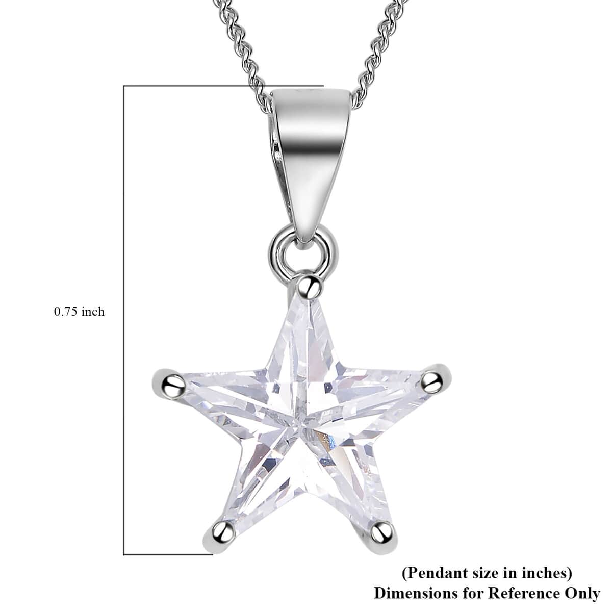 LUSTRO STELLA Finest CZ Star Pendant Necklace 18 Inches in Platinum Over Sterling Silver 4.00 ctw image number 5