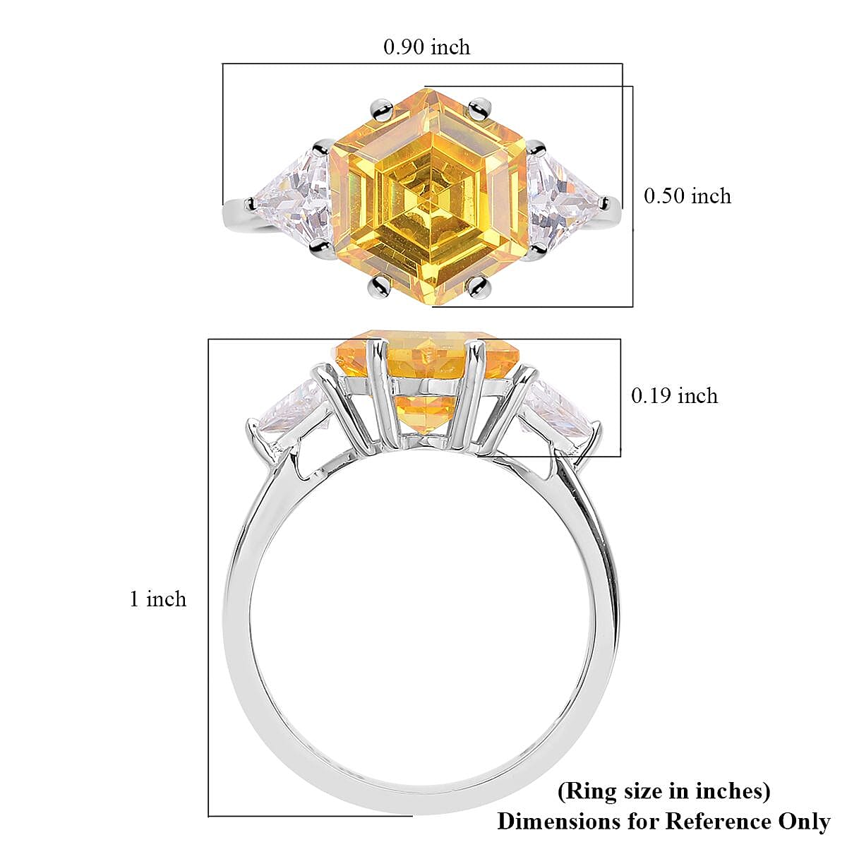 Lustro Stella Finest Yellow and White CZ Ring in Platinum Over Sterling Silver (Size 11.0) 7.50 ctw image number 5