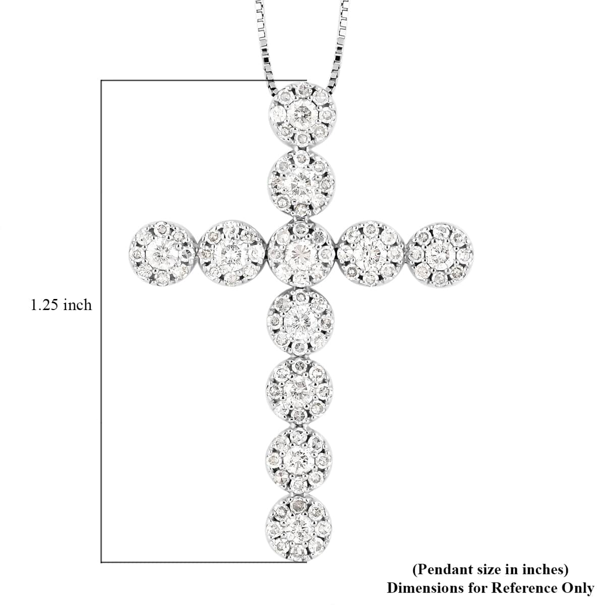 NY CLOSEOUT 10K White Gold I-J I2 Diamond Cross Pendant Necklace 18 Inches 3.50 Grams 1.00 ctw image number 5
