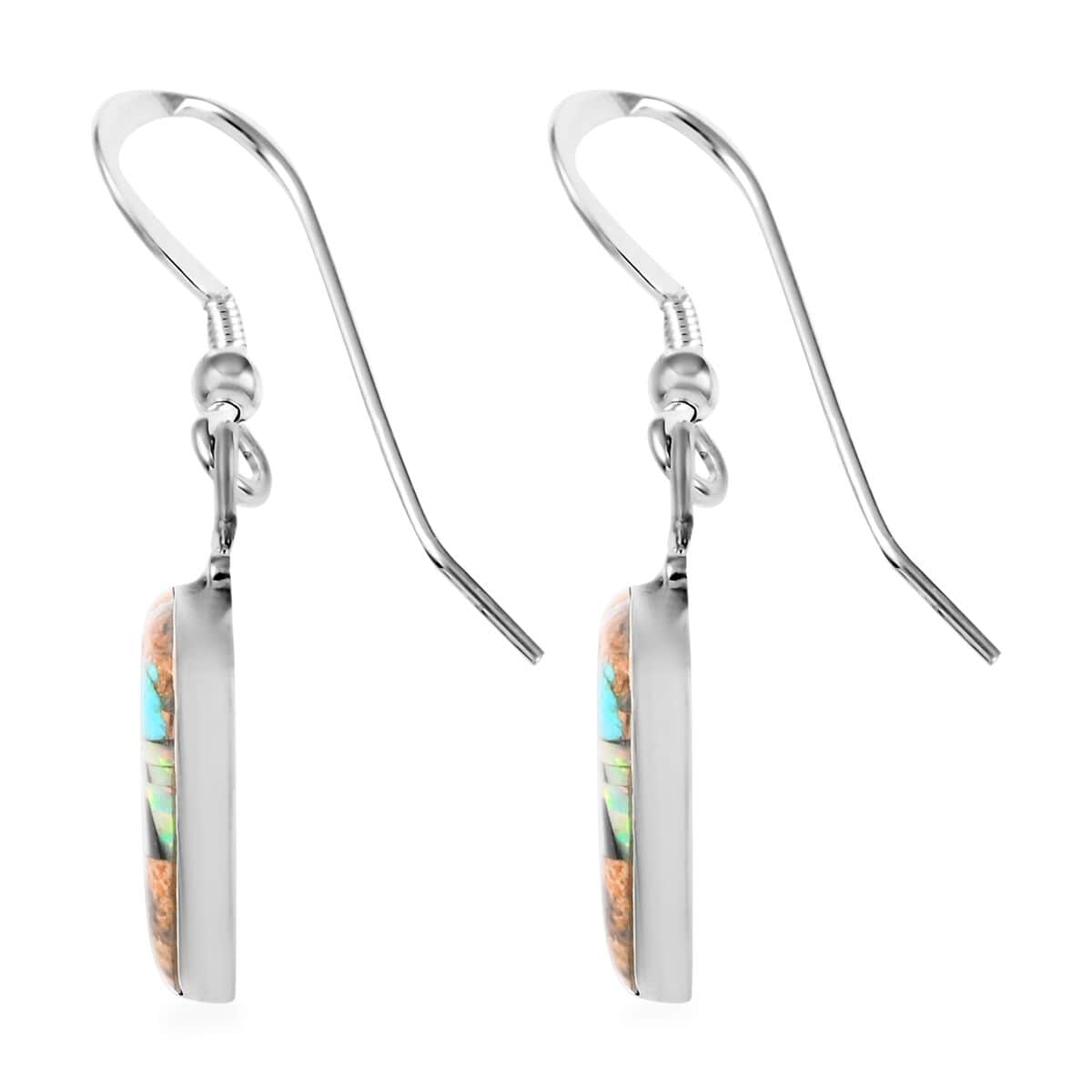 SANTA FE Style Kingman Turquoise and Multi Gemstone Pueblo Homes Earrings and Pendant in Sterling Silver 8 Grams 9.25 ctw image number 5