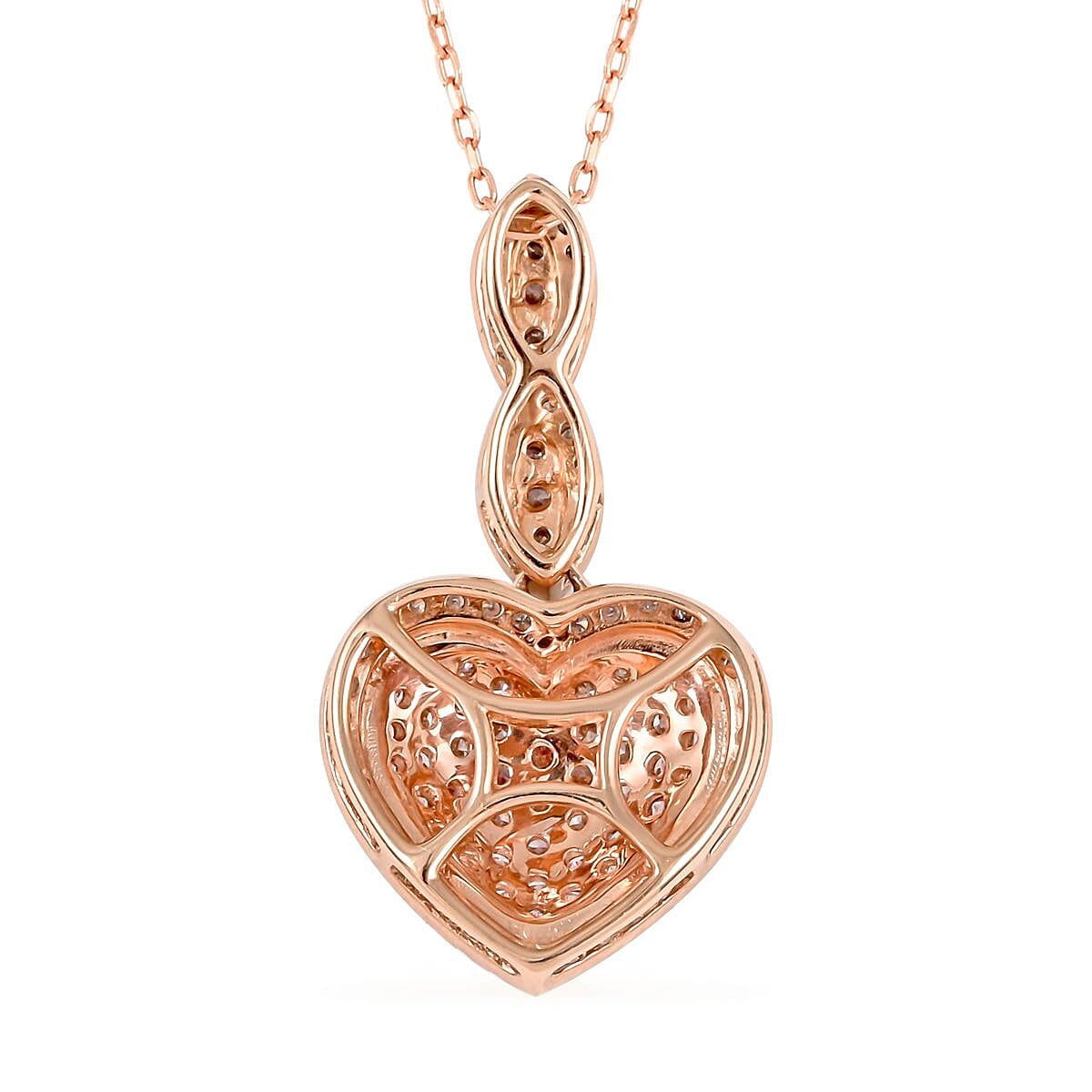14K Rose Gold Natural Pink and White Diamond SI-I1 Pendant Necklace 18 Inches 4 Grams 0.75 ctw