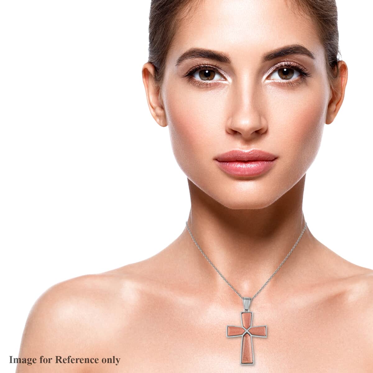 Gold Sandstone Cross Pendant Necklace 18 Inches in Silvertone 61.25 ctw image number 2