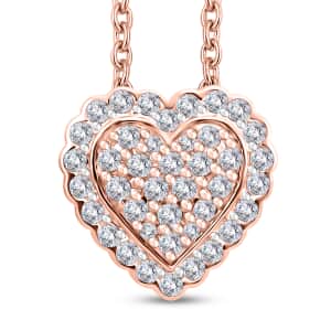 14K Rose Gold Natural Pink and White Diamond Heart Pendant Necklace 18 Inches 3.20 Grams 0.40 ctw