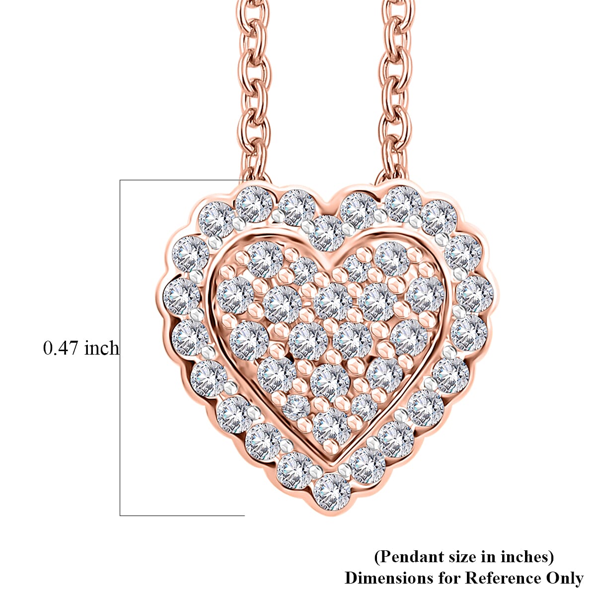 14K Rose Gold Natural Pink and White Diamond Heart Pendant Necklace 18 Inches 3.20 Grams 0.40 ctw