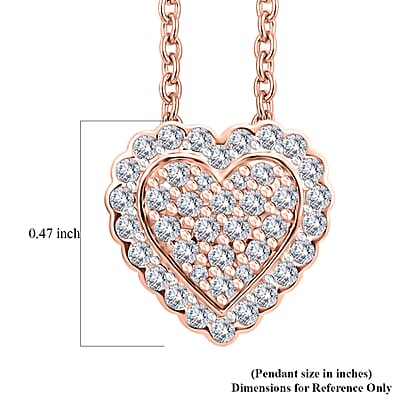 14K Rose Gold Natural Pink and White Diamond Heart Pendant Necklace 18 Inches 3.20 Grams 0.40 ctw