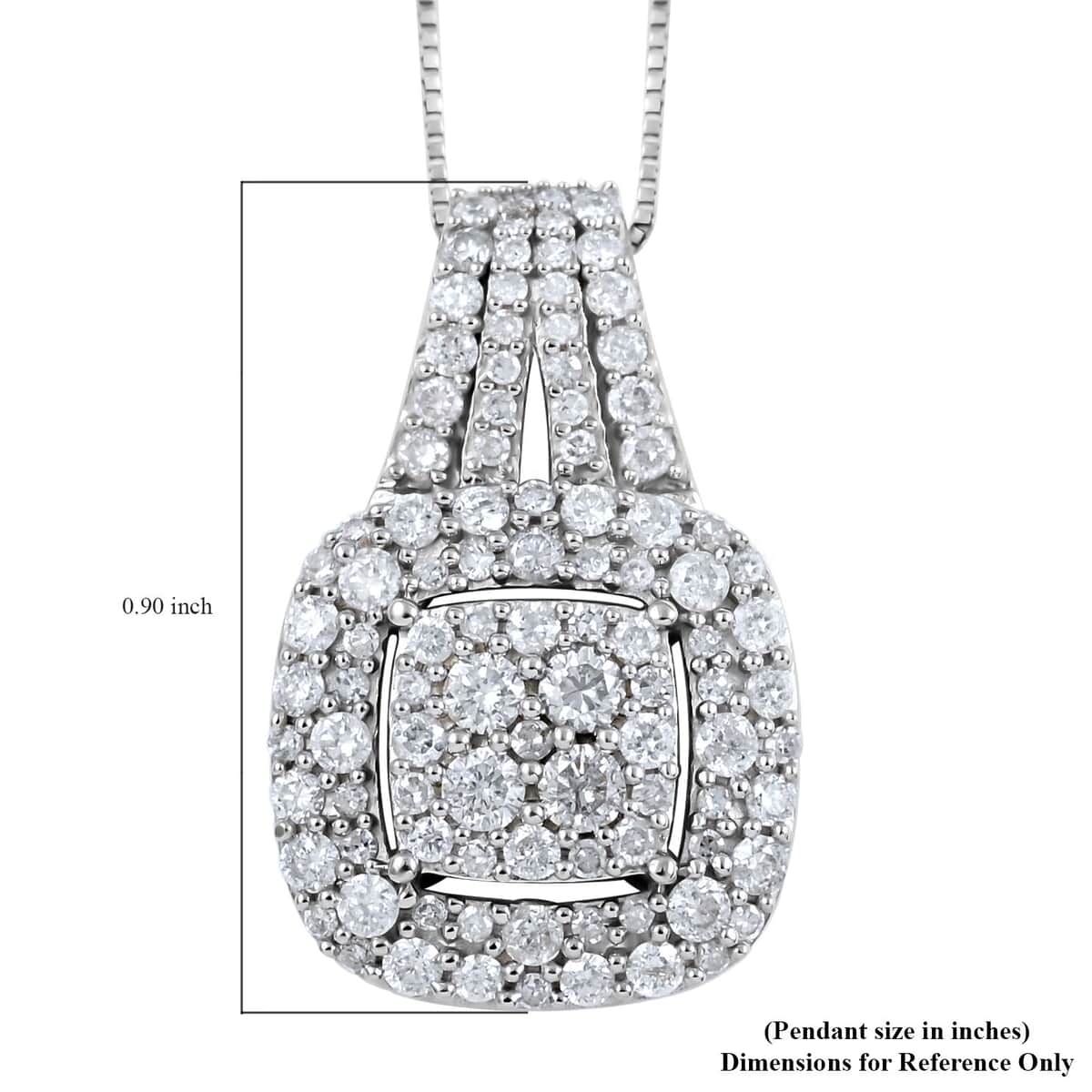 NY Closeout 10K White Gold Diamond Cluster Pendant Necklace 18 Inches 1.00 ctw image number 6
