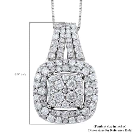 NY Closeout 10K White Gold Diamond Cluster Pendant Necklace 18 Inches 1.00 ctw image number 6