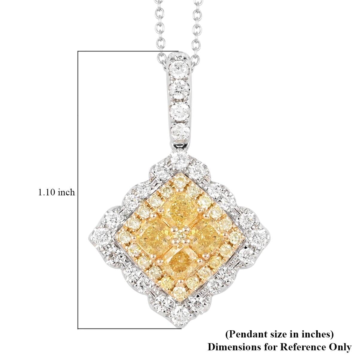 Bonjour 14K White & Yellow Gold Natural Yellow and White Diamond Pendant Necklace 18 Inches 4.7 Grams 1.50 ctw image number 6