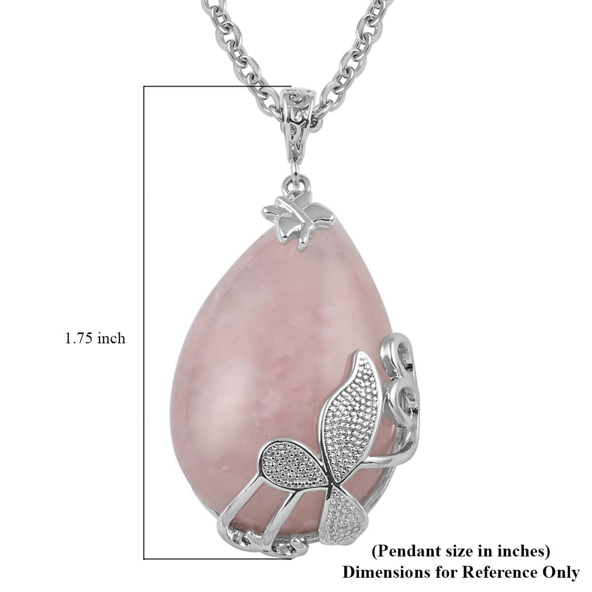 Galilea Rose Quartz Pendant Necklace 18-20 Inches in Silvertone and Stainless Steel 40.00 ctw image number 5