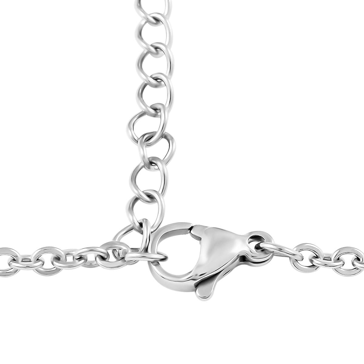 Galilea Rose Quartz Pendant Necklace 18-20 Inches in Silvertone and Stainless Steel 20.00 ctw