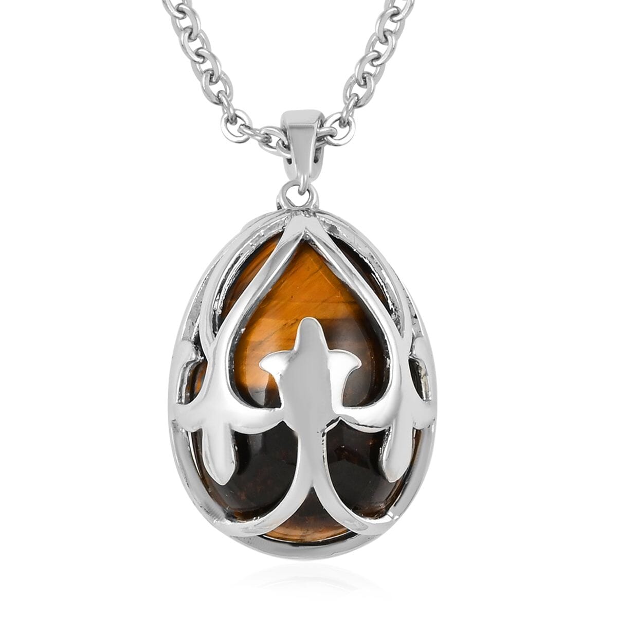 Galilea Rose Quartz Pendant Necklace 18-20 Inches in Silvertone and Stainless Steel 20.00 ctw image number 0