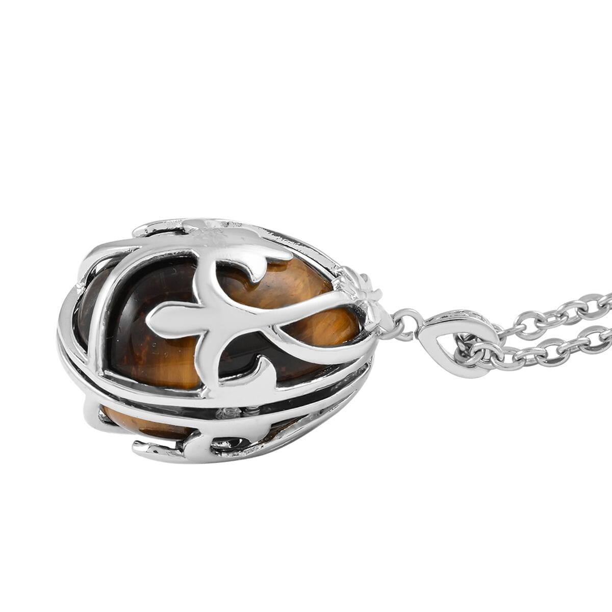 Galilea Rose Quartz Pendant Necklace 18-20 Inches in Silvertone and Stainless Steel 20.00 ctw image number 3