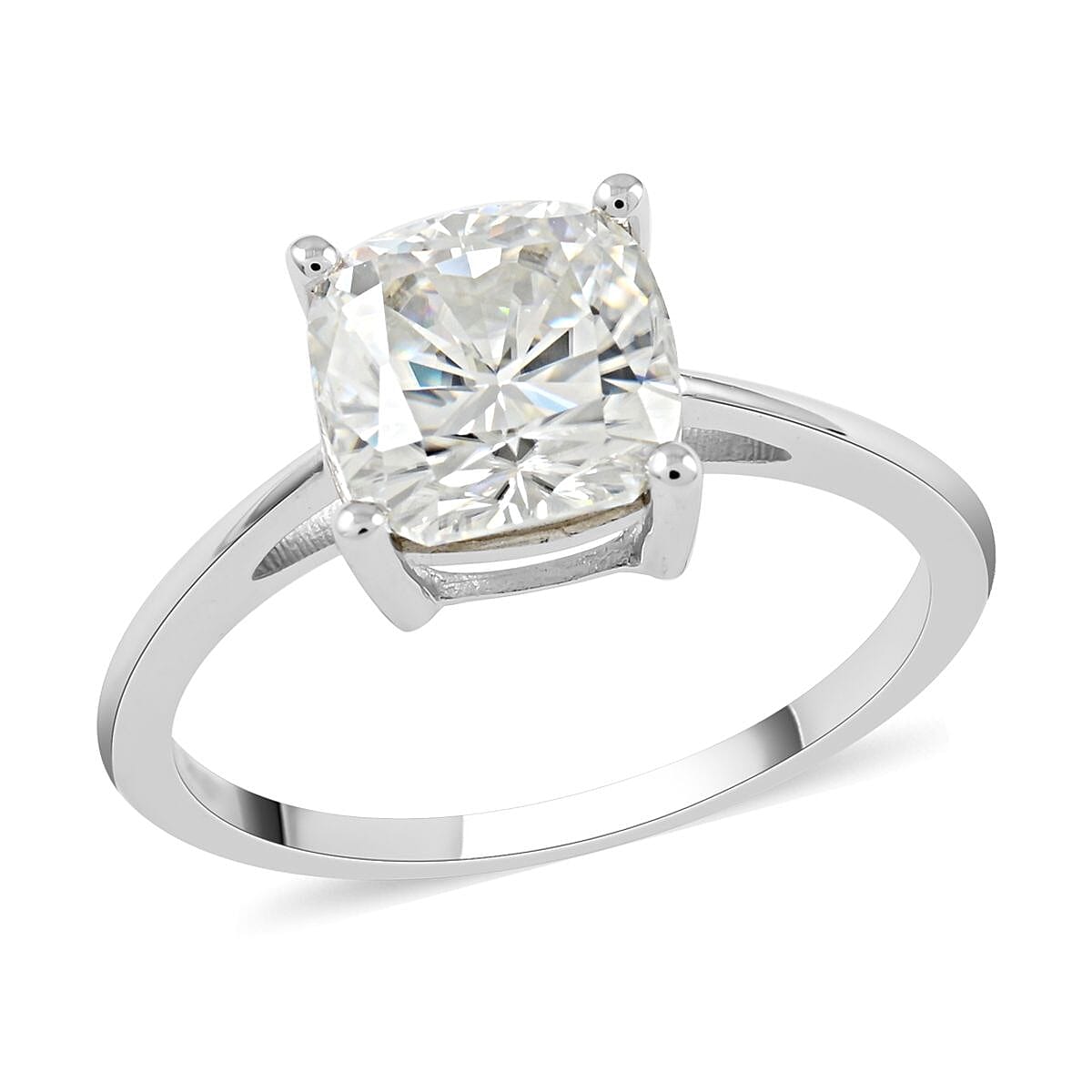 Luxoro 10K White Gold Moissanite Solitaire Ring with Teddy Bear Packaging (Size 8.0) 2.50 ctw image number 4
