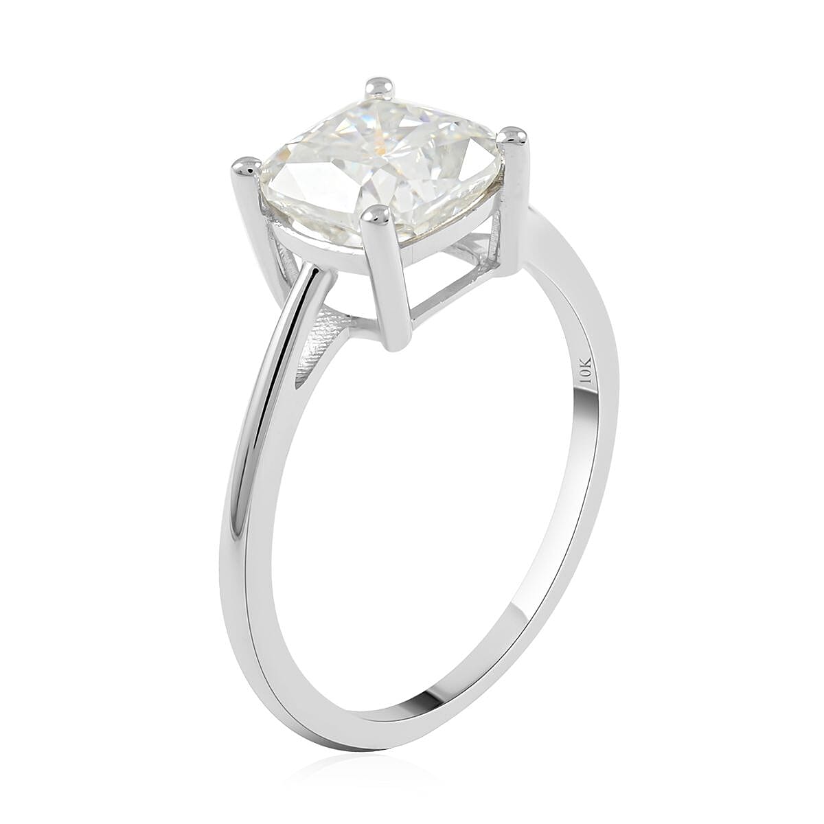 Luxoro 10K White Gold Moissanite Solitaire Ring with Teddy Bear Packaging (Size 8.0) 2.50 ctw image number 5