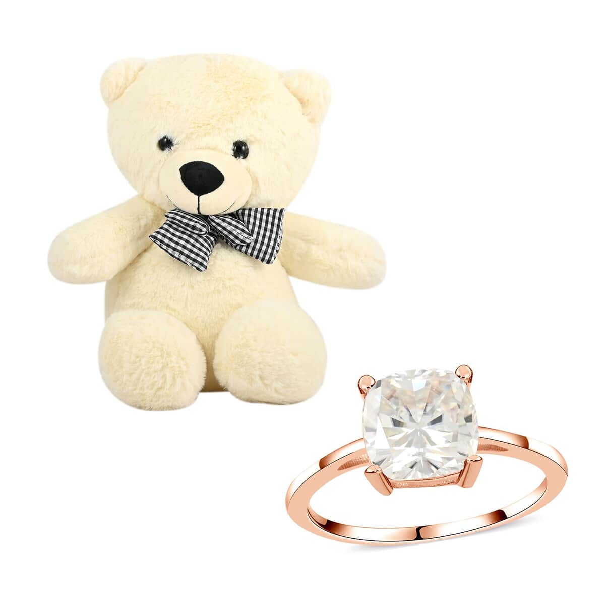 Luxoro 10K Rose Gold Moissanite Solitaire Ring with Teddy Bear Packaging (Size 9.0) 2.50 ctw image number 0