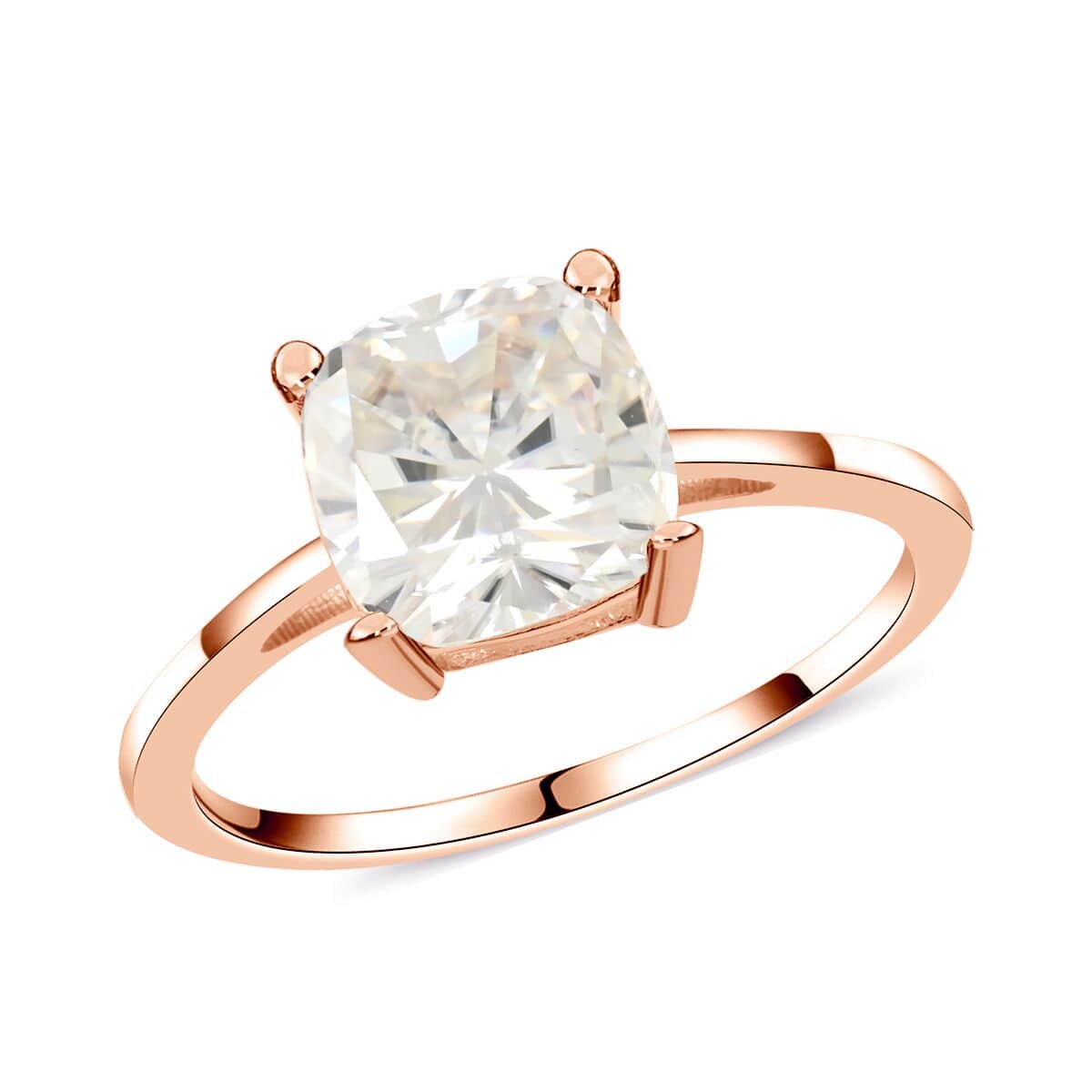 Luxoro 10K Rose Gold Moissanite Solitaire Ring with Teddy Bear Packaging (Size 9.0) 2.50 ctw image number 3
