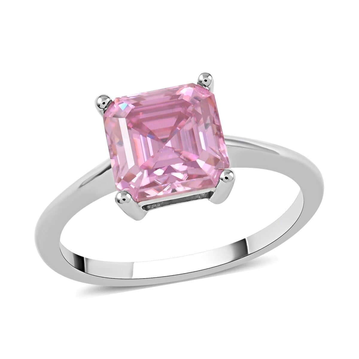 Luxoro 10K White Gold Asscher-Cut Pink Moissanite Solitaire Ring (Size 8.0) with Teddy Bear Packaging 2.50 ctw image number 4