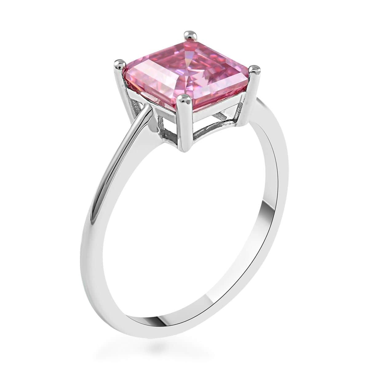 Luxoro 10K White Gold Asscher-Cut Pink Moissanite Solitaire Ring (Size 8.0) with Teddy Bear Packaging 2.50 ctw image number 5