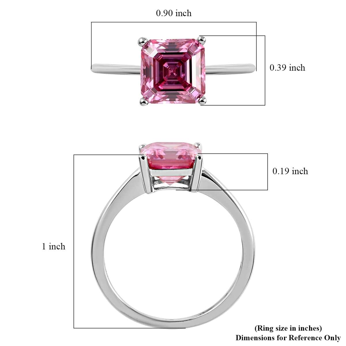 Luxoro 10K White Gold Asscher-Cut Pink Moissanite Solitaire Ring (Size 8.0) with Teddy Bear Packaging 2.50 ctw image number 6