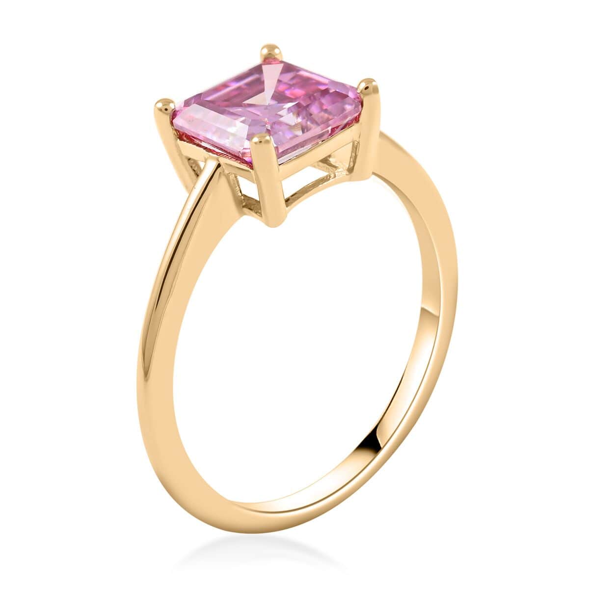 Luxoro 10K Yellow Gold Asscher-Cut Pink Moissanite Solitaire Ring (Size 7.0) with Teddy Bear Packaging 2.50 ctw image number 5