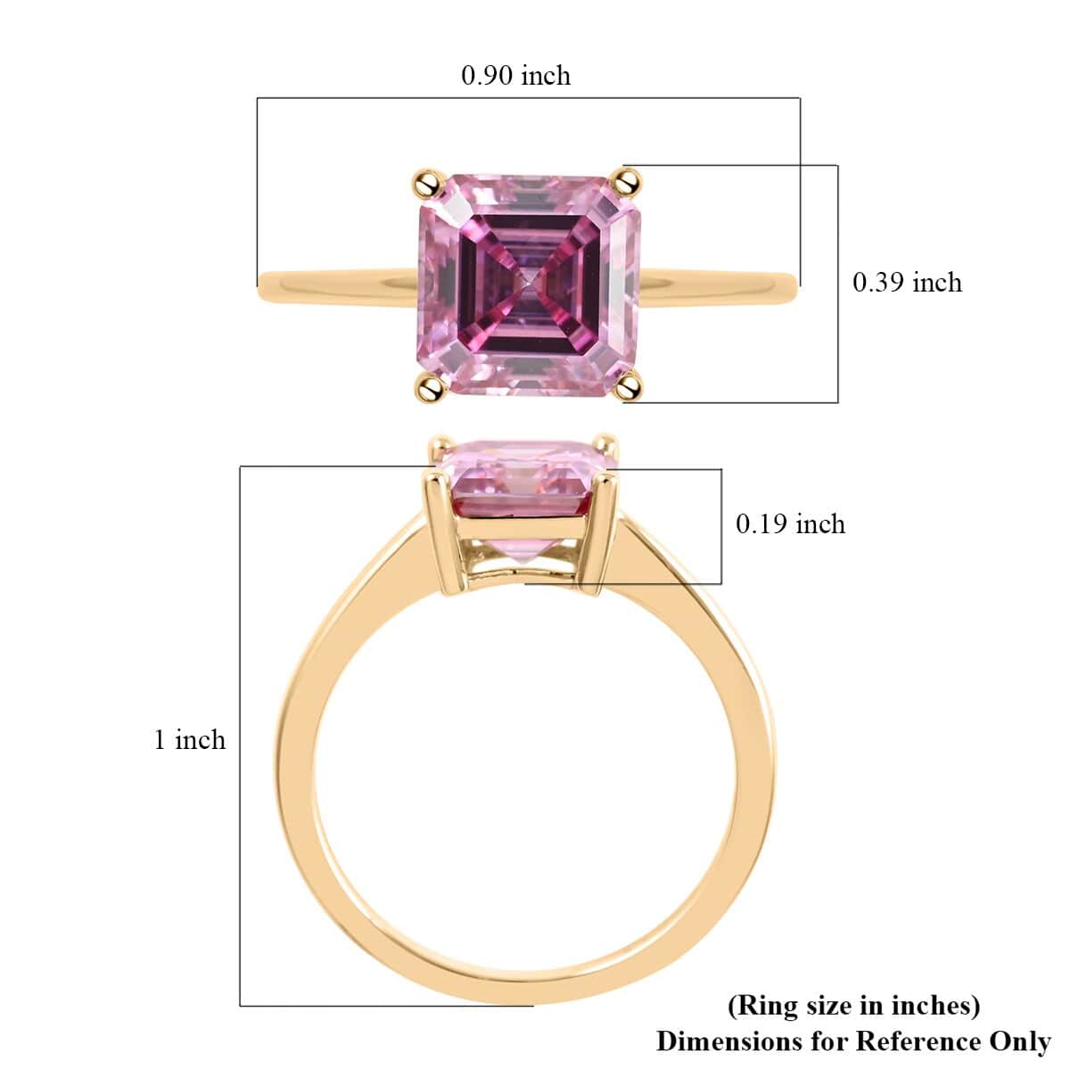 Luxoro 10K Yellow Gold Asscher-Cut Pink Moissanite Solitaire Ring (Size 7.0) with Teddy Bear Packaging 2.50 ctw image number 6