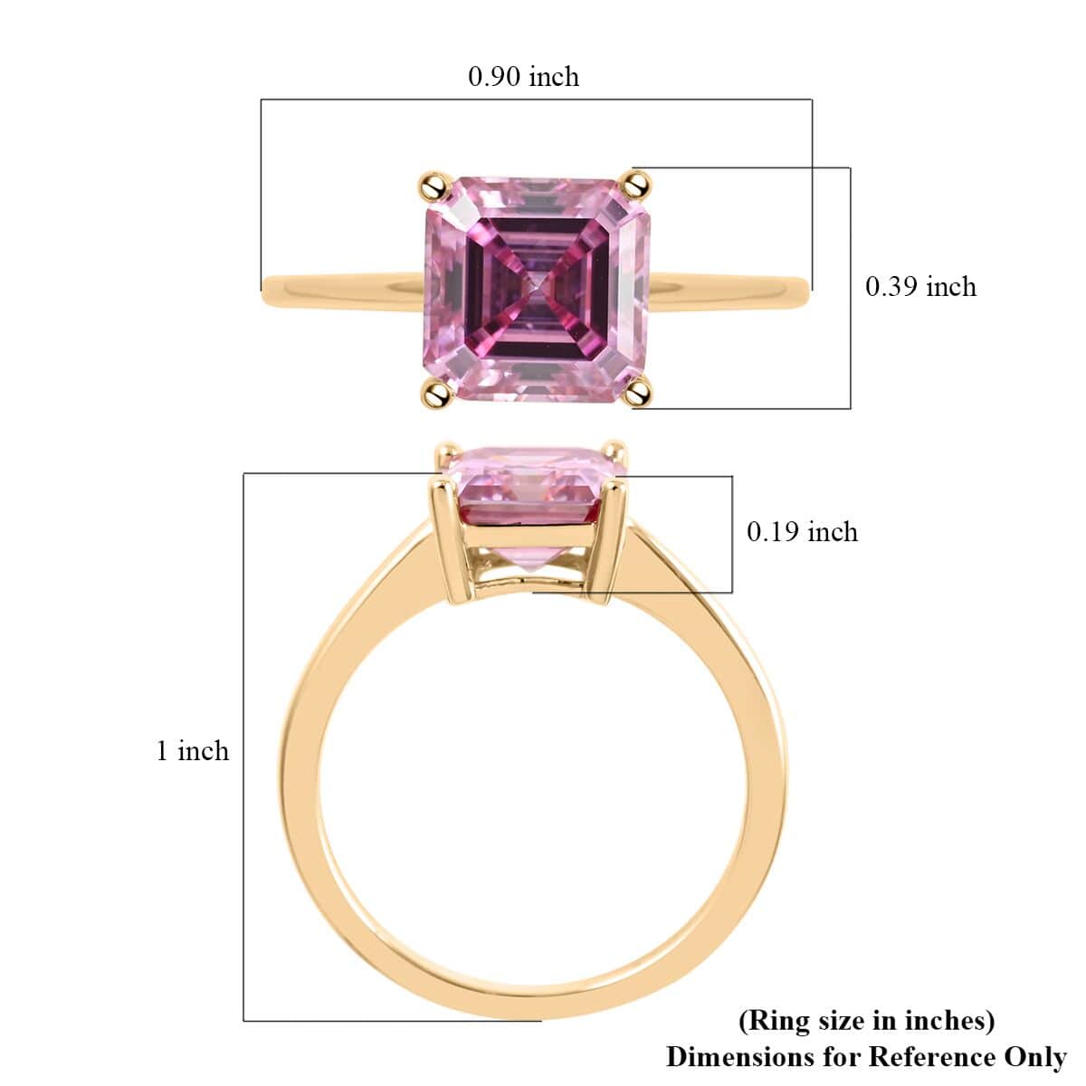 Luxoro 10K Yellow Gold Asscher-Cut Pink Moissanite Solitaire Ring (Size 8.0) with Teddy Bear Packaging 2.50 ctw image number 6